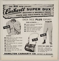 1960 Print Ad Carhartt Super Dux Weather Proof Clothing Hamilton Detroit,MI - £9.18 GBP