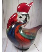 Art Glass Pelican 2lb Red &amp; Deep Varied Colors &amp; Clear 7.4&quot; x 10.5&quot;. - $20.77