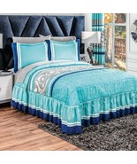 MALAGA GEOMETRIC BEDSPREAD 3 PCS QUEEN SIZE 100% MICROFIBER - £74.39 GBP