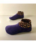 Leopard Trim Floor Socks Non-slip Thermal Cozy Fleece Indoor Booties Pur... - £6.18 GBP