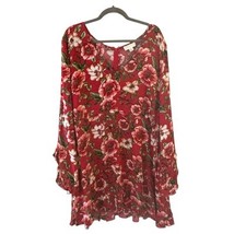 Forever 21 Plus Dress Bohemian Red 3X Floral Long Sleeves Feminine Color... - $520.61 MXN