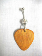 New Hand Made Brown Mahogany Guitar Pick Wood Pendant On Clear Cz Belly Ring - £9.57 GBP