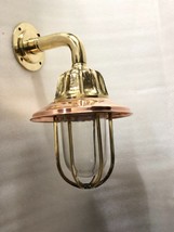 Nautical Arched Bulkhead New Brass Wall Sconce Ship Light With Copper Shade 2 Pc - £207.86 GBP