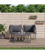 3 Piece Patio Lounge Set with Cushions Anthracite Poly Rattan - $764.06 CAD