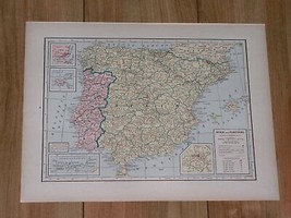 1943 Vintage Wwii Map Of Spain And Portugal / Denmark Netherlands Holland - £19.23 GBP