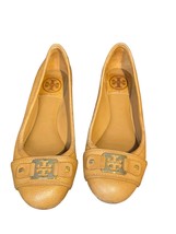 Tory Burch Women&#39;s Shoes Leather Cline Peep Toe Ballet Flats Mustard Yel... - $45.53