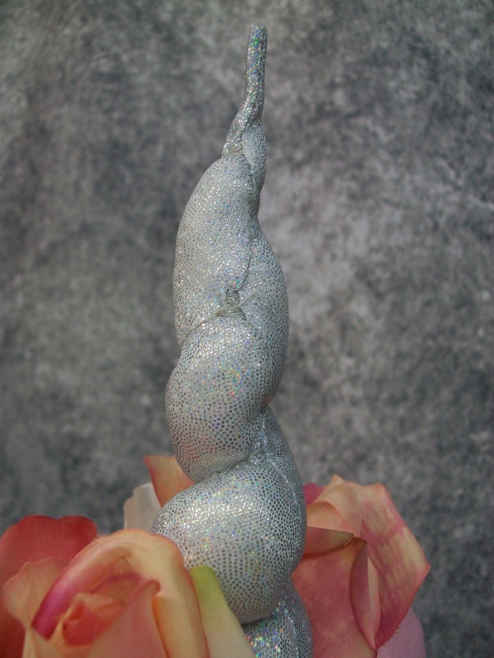 Fancy Unicorn Horn Flower Crown Headband w/ Ears Pearl Strands Fantasy Magical Item image 7