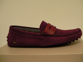 Lacoste men casual shoes slip on dark red size 8 us new with box - £86.80 GBP