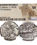 ROMA/JUNO in Chariot of Two Goats. Renia 1. NGC Certified VF Roman Denar... - $455.91