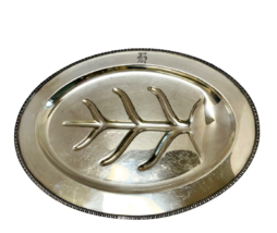 Hartford Silver 16in Well Tree Footed Meat Platter-B Initial Silverplate... - $19.03