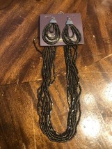 Set Premier Designs Chocolate Kiss Necklace & Earrings Set Beads MULTI-STRAND - $14.84