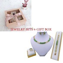 Dubai Women's Jewelry Fashion Green Necklace Bracelet Banquet Elegant women Earr - £35.14 GBP