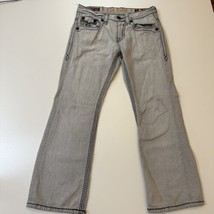 Rock Revival Men’s Jeans Size 32x30 Y2K Dan Boot Cut Grey Regular Fit Design  - £33.54 GBP
