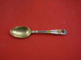 Lap Over Edge Enameled By Tiffany Sterling Demitasse Spoon w/ Fall Leaves 4 3/8&quot; - £394.13 GBP