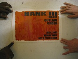 Hank Williams III Outlaw Order Poster Signed and Numbered January 9 2003 Third 3 - $179.15