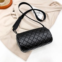 Women Quilted Plaid Crossbody Bags Space Cotton Padded Cylinder Bag Female Small - £17.17 GBP