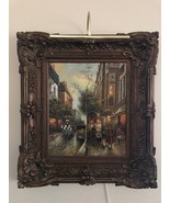 Wall Canvas Oil Painting With Crown Antique Gold Frame - Street View - £2,359.87 GBP