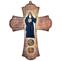 Saint Benedict Symbol Medal Lasered Wall Cross 8&quot; H Catholic Home Gift - $11.99