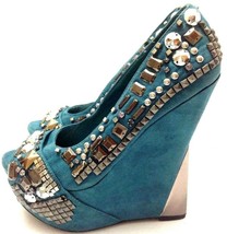 Platform Wedge Heel Studded Shoes Womens Size 7.5 Wild Pair GIA Sexy Dancer  - £35.14 GBP