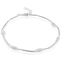 Sterling Silver Double Strand with Leaves Anklet - £29.15 GBP