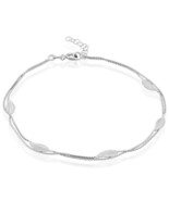 Sterling Silver Double Strand with Leaves Anklet - $37.05