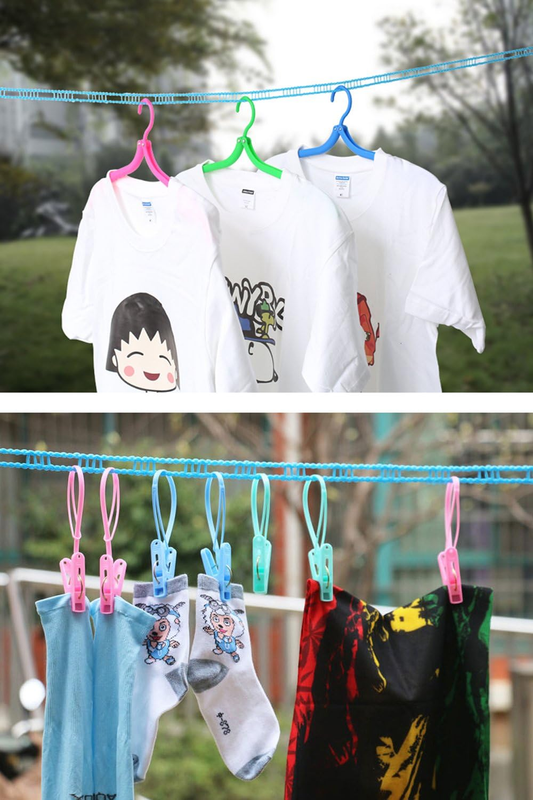 2 Pack Nylon Clothesline Windproof Clothes Drying Rope Travel Clothes Line Porta Item image 2