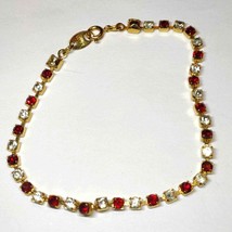 Beautiful dainty Avon ruby red and clear rhinestone vintage bracelet - £16.55 GBP