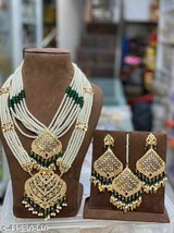 Jadau Rani Haar Long Small Earrings Tikka Tika Jewelry Gold Plated Women Set - $73.99