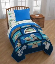 BABY YODA AND MANDALO DISNEY ORIGINAL LICENSED BEDSPREAD QUILTED 2 PCS TWIN - £42.28 GBP