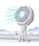 Lerat Portable Stroller Fan Flexible Tripod 3 Speeds Rechargeable White - $74.55 MXN