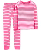 allbrand365 designer Toddler Girls 2-Pieces Striped Pajama Set,Pink,8 - $24.75