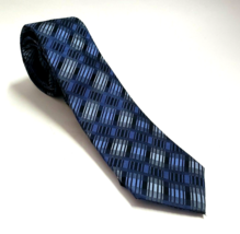 Van Heusen Men&#39;s Stripe Plaid Blue Silk Tie - £10.99 GBP