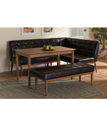 Yara Dark Brown Faux Leather Upholstered and Walnut Brown 4Pc Dining Noo... - $24,995.60 MXN
