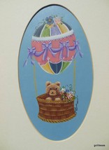 Original Water Color Bear in Hot Air Balloon 1998 Carol Orlando Matted 11 x 14&quot; - £19.84 GBP