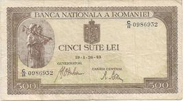 Romania banknote - 500 lei, January 1943 issue - vertical watermark, VF - $49.00