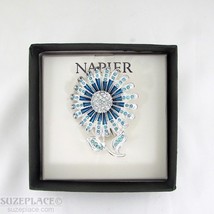 NAPIER BLUE FLOWER BROOCH PIN NEW IN GIFT BOX - £18.34 GBP