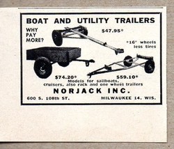 1954 Print Ad Norjack Boat &amp; Utility Trailers Made in Milwaukee,WI - $10.21