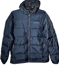 Eddie Bauer Men M EB650 Down Wide Channel Hooded Quilted  Winter Zip Jacket - £43.84 GBP