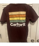 Carhartt Men’s Short Sleeve Tshirt Size S Maroon Double Sided Graphic - $20.50 CAD