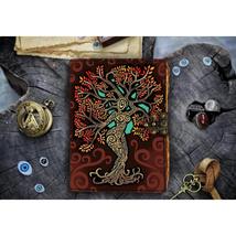 Leather Mother Earth Printed Diary with 200 Unruled Vintage Paper for Of... - £39.15 GBP