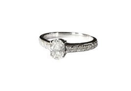 Natural 1 Carat Moissanite Engagement Ring 5x7 mm oval Moissanite Engage... - $69.29