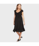 NWT OLD NAVY Maternity Ruffled Waist-Defined Tie-Belt Midi Dress Black S... - $48.25 CAD