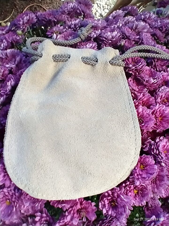 Small Boho Hippie Suede Satchel Leather Jewelry Pouch Drawstring Storage Bag