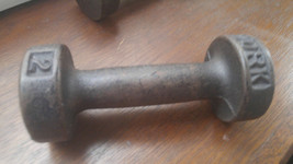 Pair of Vintage York Cast Iron Round Head Dumbbell Hand Weights Health - £21.28 GBP