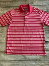 PGA Tour Airflux Pink White Striped Medium M Shirt Golf Polo Short Sleeve - $20.79 CAD