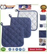 Quilted 100% Cotton Potholders Set in French Blue - 3 Piece Kitchen Esse... - $298.02 MXN