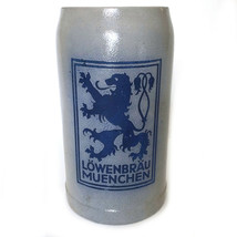 Vintage Lowenbrau Munchen German Large Beer Mug Stein Stoneware 1 Liter - £25.23 GBP