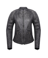 Ladies Lightweight Distressed Gray Goat Skin Leather Jacket - €168,41 EUR+
