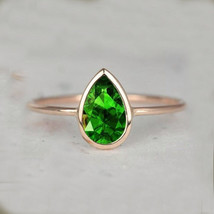 Solitaire Emerald Quartz Ring 925 Solid Silver Ring Handmade Jewelry For Women - £47.84 GBP