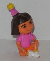 Nickelodeon Dora the Explorer 2&quot; PVC figure Toy Cake Topper wearing birthday hat - £7.79 GBP